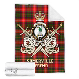 ScotsTee Shop Scottish Somerville Modern Clan Crest Tartan Blanket The Golden Sword of Courageous Legacy Blanket