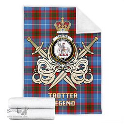 ScotsTee Shop Scottish Trotter Clan Crest Tartan Blanket The Golden Sword of Courageous Legacy Blanket