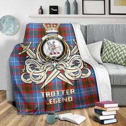 ScotsTee Shop Scottish Trotter Clan Crest Tartan Blanket The Golden Sword of Courageous Legacy Blanket
