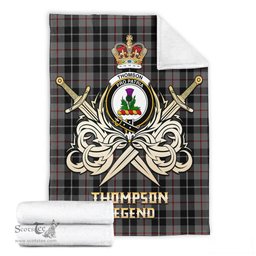 ScotsTee Shop Scottish Thompson Grey Clan Crest Tartan Blanket The Golden Sword of Courageous Legacy Blanket