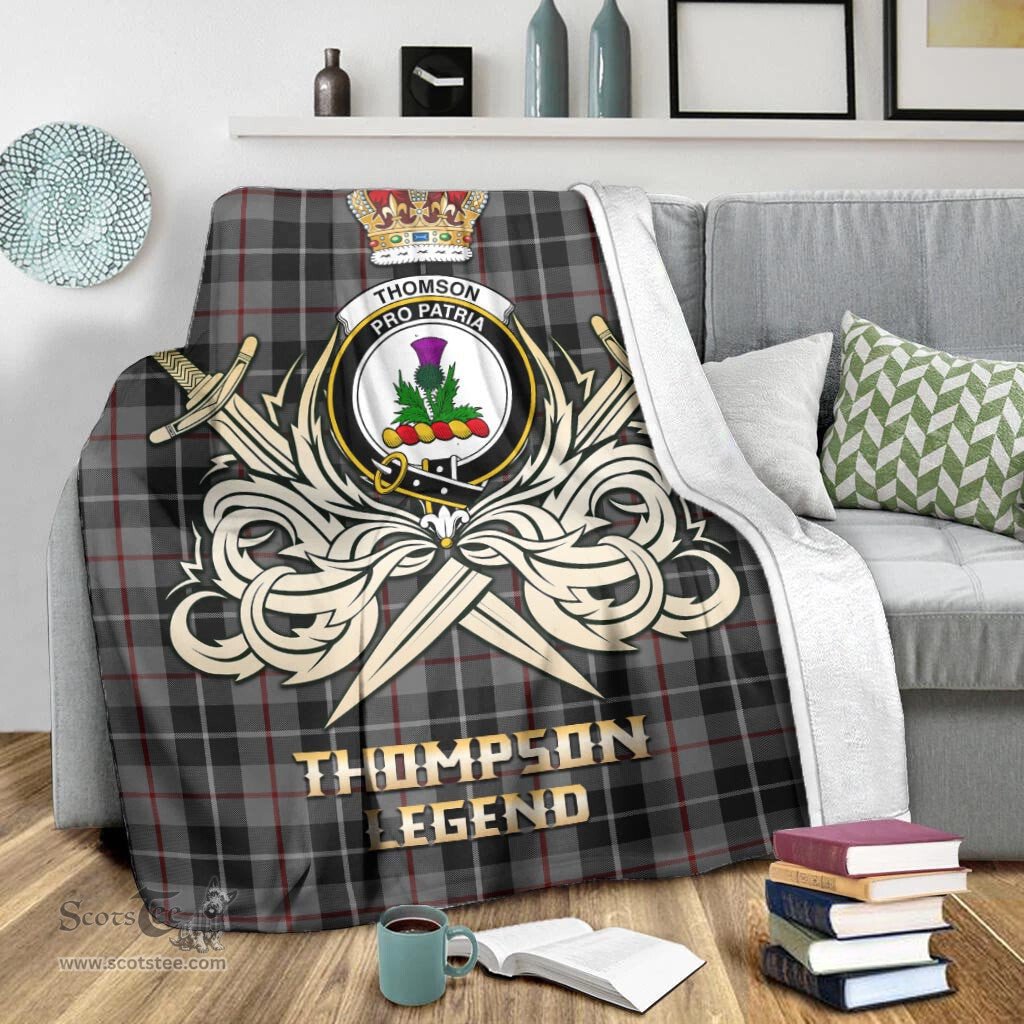 ScotsTee Shop Scottish Thompson Grey Clan Crest Tartan Blanket The Golden Sword of Courageous Legacy Blanket