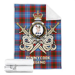 ScotsTee Shop Scottish Pennycook Clan Crest Tartan Blanket The Golden Sword of Courageous Legacy Blanket