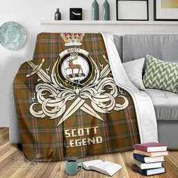 ScotsTee Shop Scottish Scott Brown Modern Clan Crest Tartan Blanket The Golden Sword of Courageous Legacy Blanket