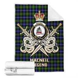 ScotsTee Shop Scottish MacNeil of Barra Modern Clan Crest Tartan Blanket The Golden Sword of Courageous Legacy Blanket