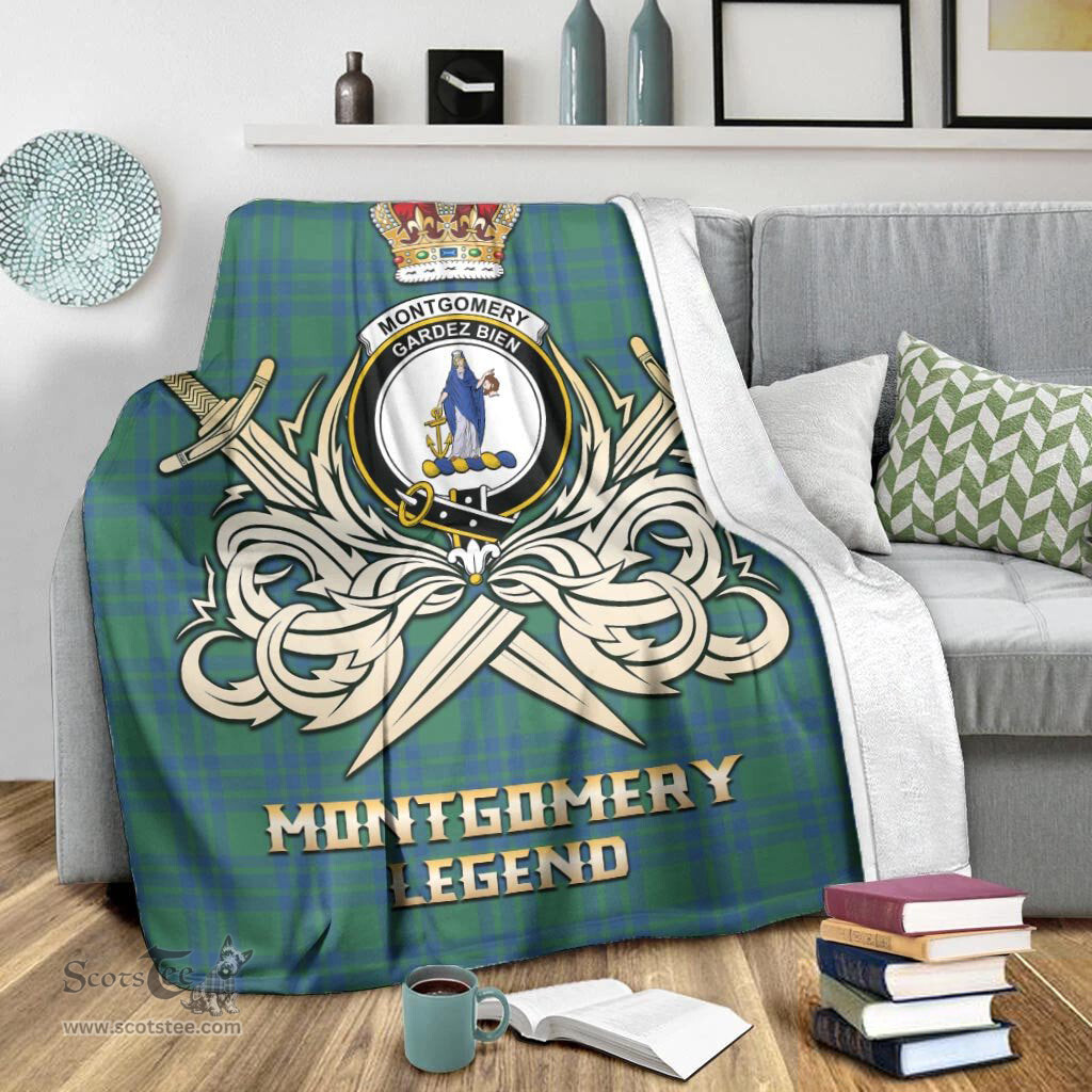 ScotsTee Shop Scottish Montgomery Ancient Clan Crest Tartan Blanket The Golden Sword of Courageous Legacy Blanket