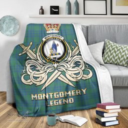 ScotsTee Shop Scottish Montgomery Ancient Clan Crest Tartan Blanket The Golden Sword of Courageous Legacy Blanket
