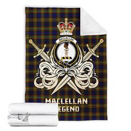 ScotsTee Shop Scottish MacLellan Modern Clan Crest Tartan Blanket The Golden Sword of Courageous Legacy Blanket