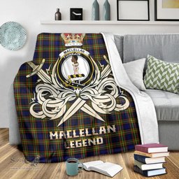 ScotsTee Shop Scottish MacLellan Modern Clan Crest Tartan Blanket The Golden Sword of Courageous Legacy Blanket