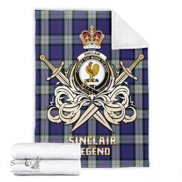 ScotsTee Shop Scottish Sinclair Dress Clan Crest Tartan Blanket The Golden Sword of Courageous Legacy Blanket
