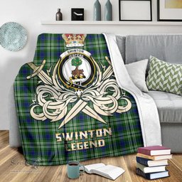 ScotsTee Shop Scottish Swinton Clan Crest Tartan Blanket The Golden Sword of Courageous Legacy Blanket