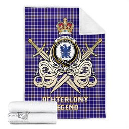 ScotsTee Shop Scottish Ochterlony Clan Crest Tartan Blanket The Golden Sword of Courageous Legacy Blanket