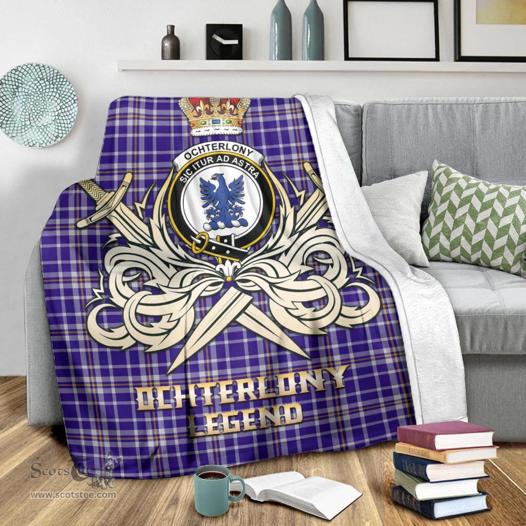 ScotsTee Shop Scottish Ochterlony Clan Crest Tartan Blanket The Golden Sword of Courageous Legacy Blanket