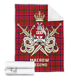 ScotsTee Shop Scottish MacRow Clan Crest Tartan Blanket The Golden Sword of Courageous Legacy Blanket