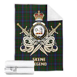 ScotsTee Shop Scottish Skene Clan Crest Tartan Blanket The Golden Sword of Courageous Legacy Blanket