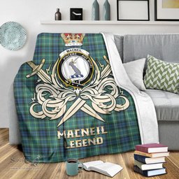 ScotsTee Shop Scottish MacNeil of Colonsay Ancient Clan Crest Tartan Blanket The Golden Sword of Courageous Legacy Blanket