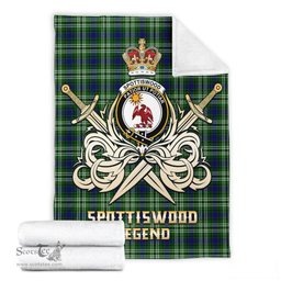 ScotsTee Shop Scottish Spottiswood Clan Crest Tartan Blanket The Golden Sword of Courageous Legacy Blanket