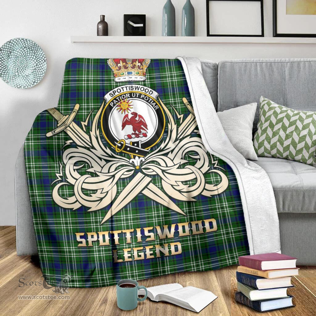 ScotsTee Shop Scottish Spottiswood Clan Crest Tartan Blanket The Golden Sword of Courageous Legacy Blanket