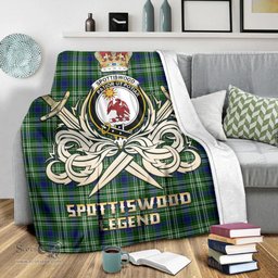 ScotsTee Shop Scottish Spottiswood Clan Crest Tartan Blanket The Golden Sword of Courageous Legacy Blanket