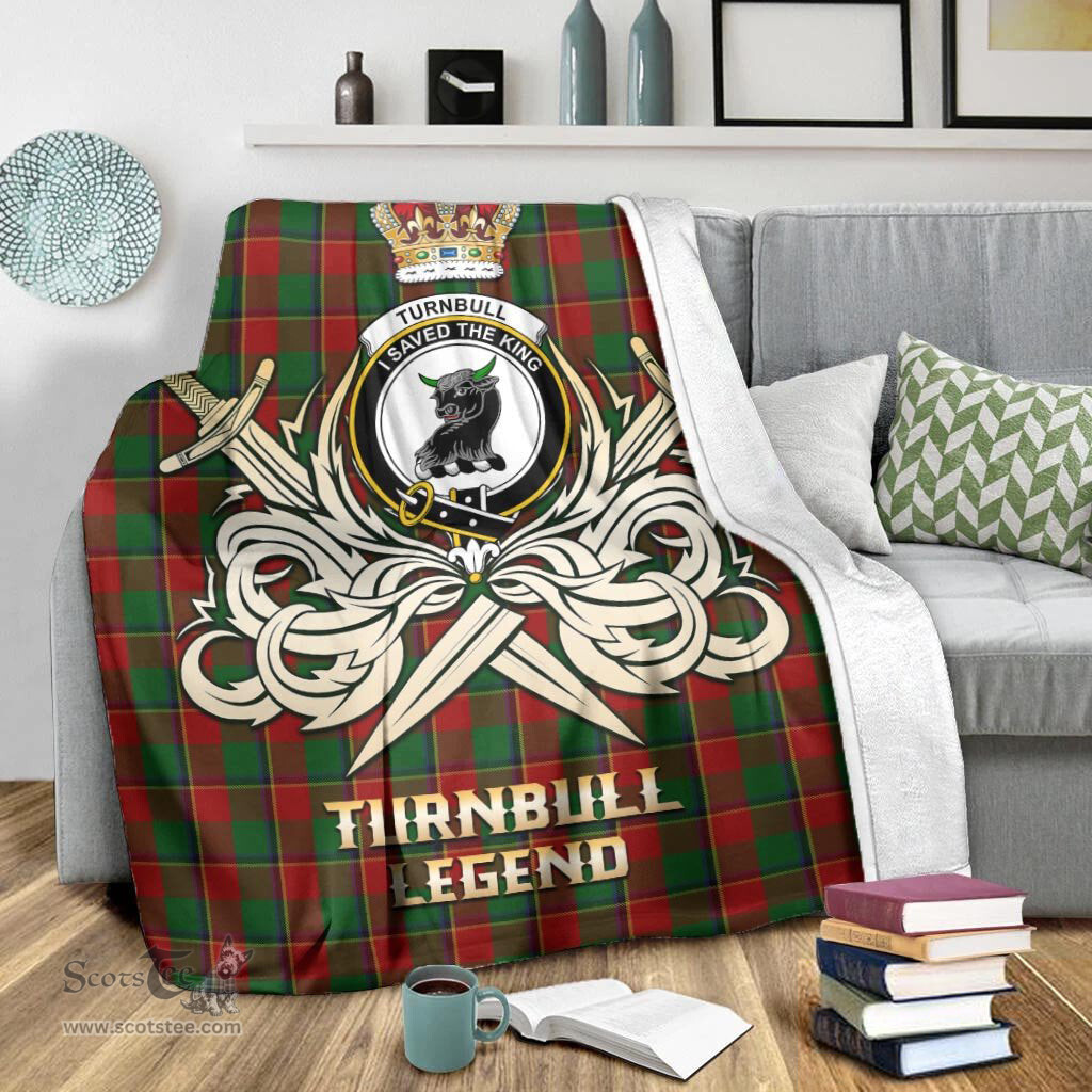 ScotsTee Shop Scottish Turnbull Dress Clan Crest Tartan Blanket The Golden Sword of Courageous Legacy Blanket