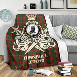 ScotsTee Shop Scottish Turnbull Dress Clan Crest Tartan Blanket The Golden Sword of Courageous Legacy Blanket