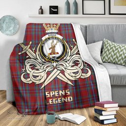 ScotsTee Shop Scottish Spens Clan Crest Tartan Blanket The Golden Sword of Courageous Legacy Blanket