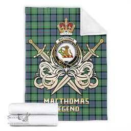 ScotsTee Shop Scottish MacThomas Ancient Clan Crest Tartan Blanket The Golden Sword of Courageous Legacy Blanket
