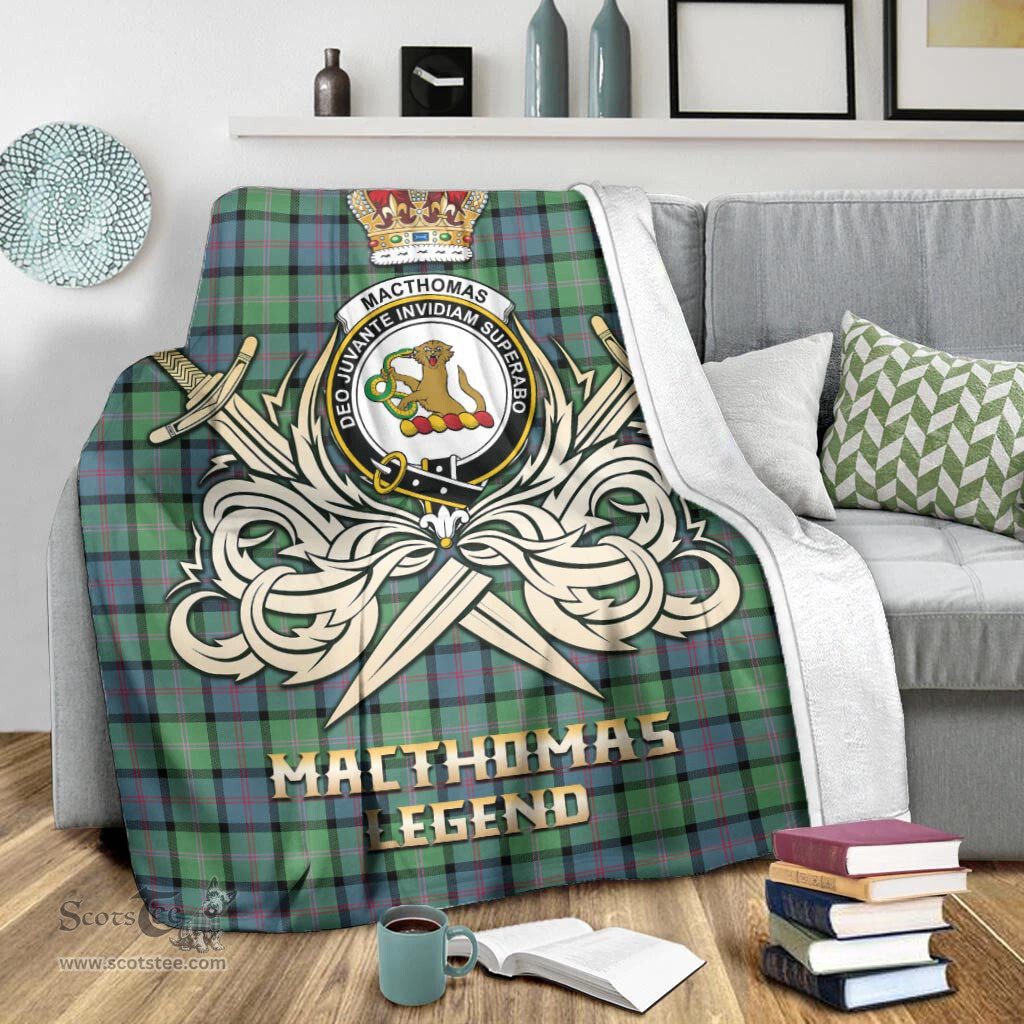 ScotsTee Shop Scottish MacThomas Ancient Clan Crest Tartan Blanket The Golden Sword of Courageous Legacy Blanket
