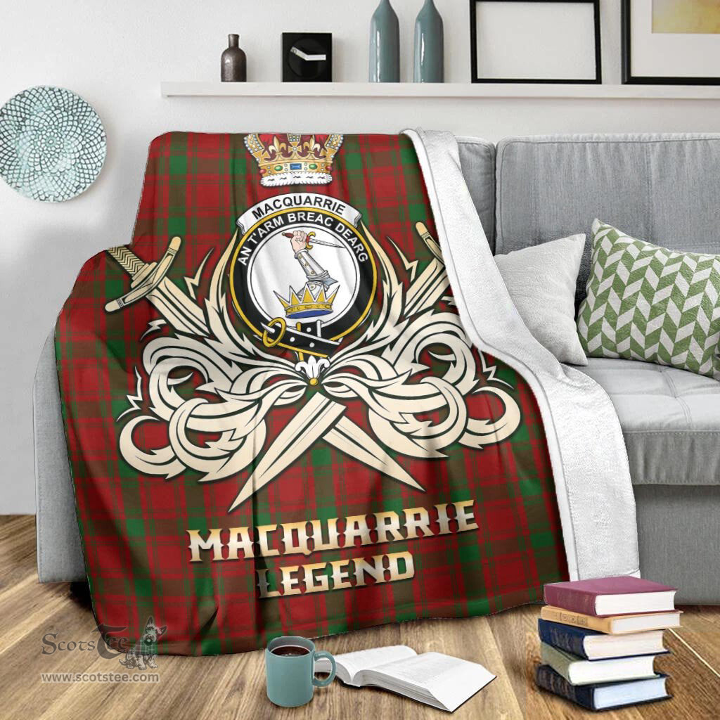 ScotsTee Shop Scottish MacQuarrie Clan Crest Tartan Blanket The Golden Sword of Courageous Legacy Blanket