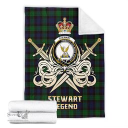 ScotsTee Shop Scottish Stewart Old Clan Crest Tartan Blanket The Golden Sword of Courageous Legacy Blanket