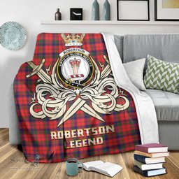 ScotsTee Shop Scottish Robertson Modern Clan Crest Tartan Blanket The Golden Sword of Courageous Legacy Blanket