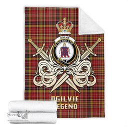 ScotsTee Shop Scottish Ogilvie (Ogilvy) of Strathallan Clan Crest Tartan Blanket The Golden Sword of Courageous Legacy Blanket