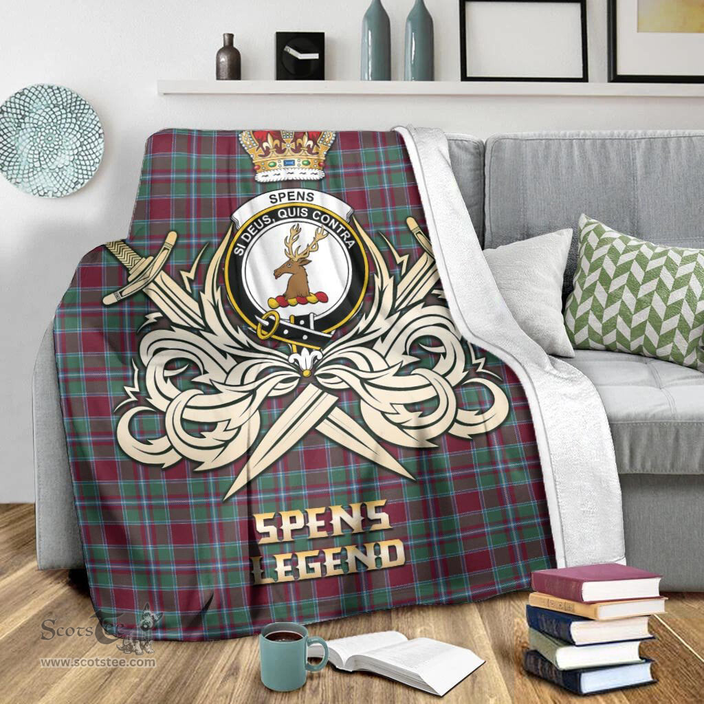 ScotsTee Shop Scottish Spens (Spence) Clan Crest Tartan Blanket The Golden Sword of Courageous Legacy Blanket