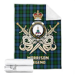 ScotsTee Shop Scottish Morrison Society Clan Crest Tartan Blanket The Golden Sword of Courageous Legacy Blanket