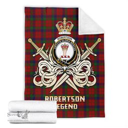 ScotsTee Shop Scottish Robertson Clan Crest Tartan Blanket The Golden Sword of Courageous Legacy Blanket