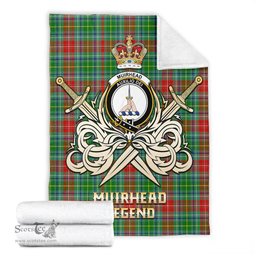 ScotsTee Shop Scottish Muirhead Clan Crest Tartan Blanket The Golden Sword of Courageous Legacy Blanket