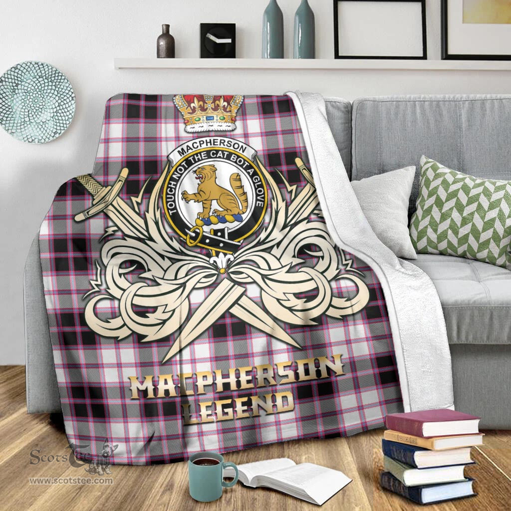 ScotsTee Shop Scottish MacPherson Hunting Modern Clan Crest Tartan Blanket The Golden Sword of Courageous Legacy Blanket