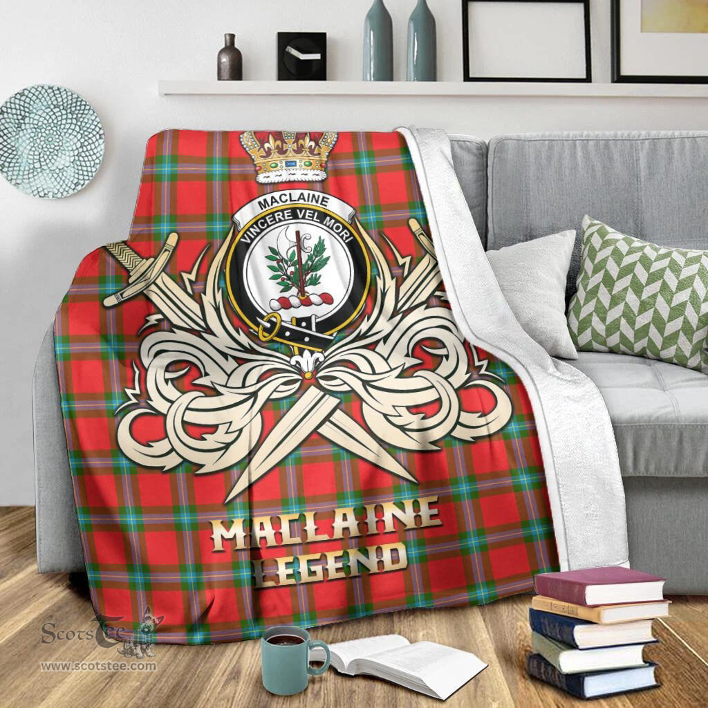 ScotsTee Shop Scottish MacLaine of Loch Buie Clan Crest Tartan Blanket The Golden Sword of Courageous Legacy Blanket