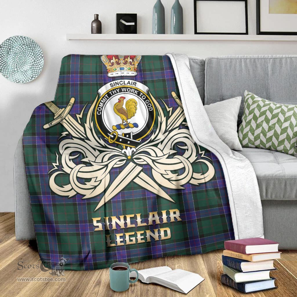 ScotsTee Shop Scottish Sinclair Hunting Modern Clan Crest Tartan Blanket The Golden Sword of Courageous Legacy Blanket
