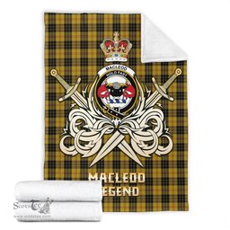 ScotsTee Shop Scottish MacLeod Clan Crest Tartan Blanket The Golden Sword of Courageous Legacy Blanket