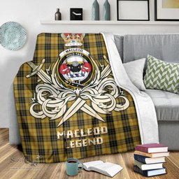 ScotsTee Shop Scottish MacLeod Clan Crest Tartan Blanket The Golden Sword of Courageous Legacy Blanket