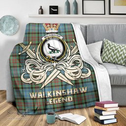 ScotsTee Shop Scottish Walkinshaw Clan Crest Tartan Blanket The Golden Sword of Courageous Legacy Blanket