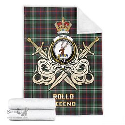 ScotsTee Shop Scottish Rollo Hunting Clan Crest Tartan Blanket The Golden Sword of Courageous Legacy Blanket