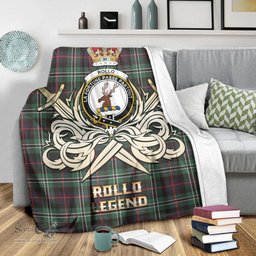 ScotsTee Shop Scottish Rollo Hunting Clan Crest Tartan Blanket The Golden Sword of Courageous Legacy Blanket
