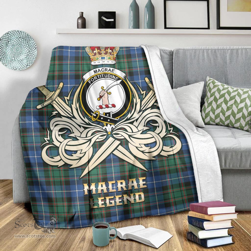 ScotsTee Shop Scottish MacRae Hunting Ancient Clan Crest Tartan Blanket The Golden Sword of Courageous Legacy Blanket
