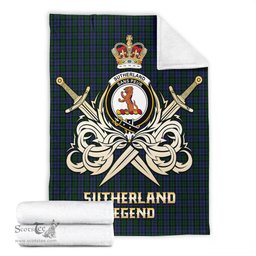 ScotsTee Shop Scottish Sutherland Clan Crest Tartan Blanket The Golden Sword of Courageous Legacy Blanket