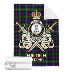 ScotsTee Shop Scottish Malcolm Clan Crest Tartan Blanket The Golden Sword of Courageous Legacy Blanket