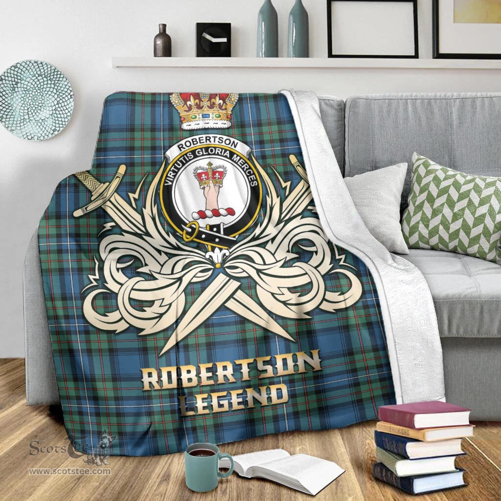 ScotsTee Shop Scottish Robertson Hunting Ancient Clan Crest Tartan Blanket The Golden Sword of Courageous Legacy Blanket
