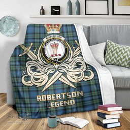 ScotsTee Shop Scottish Robertson Hunting Ancient Clan Crest Tartan Blanket The Golden Sword of Courageous Legacy Blanket