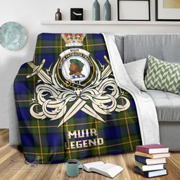ScotsTee Shop Scottish Muir Clan Crest Tartan Blanket The Golden Sword of Courageous Legacy Blanket