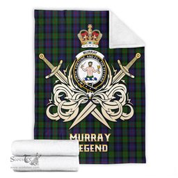ScotsTee Shop Scottish Murray of Atholl Clan Crest Tartan Blanket The Golden Sword of Courageous Legacy Blanket